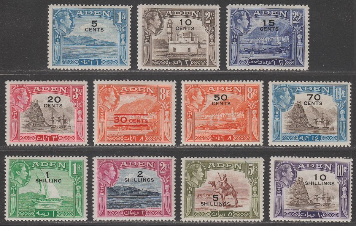 Aden 1951 King George VI Surcharge Set Mint SG36-46 cat £85