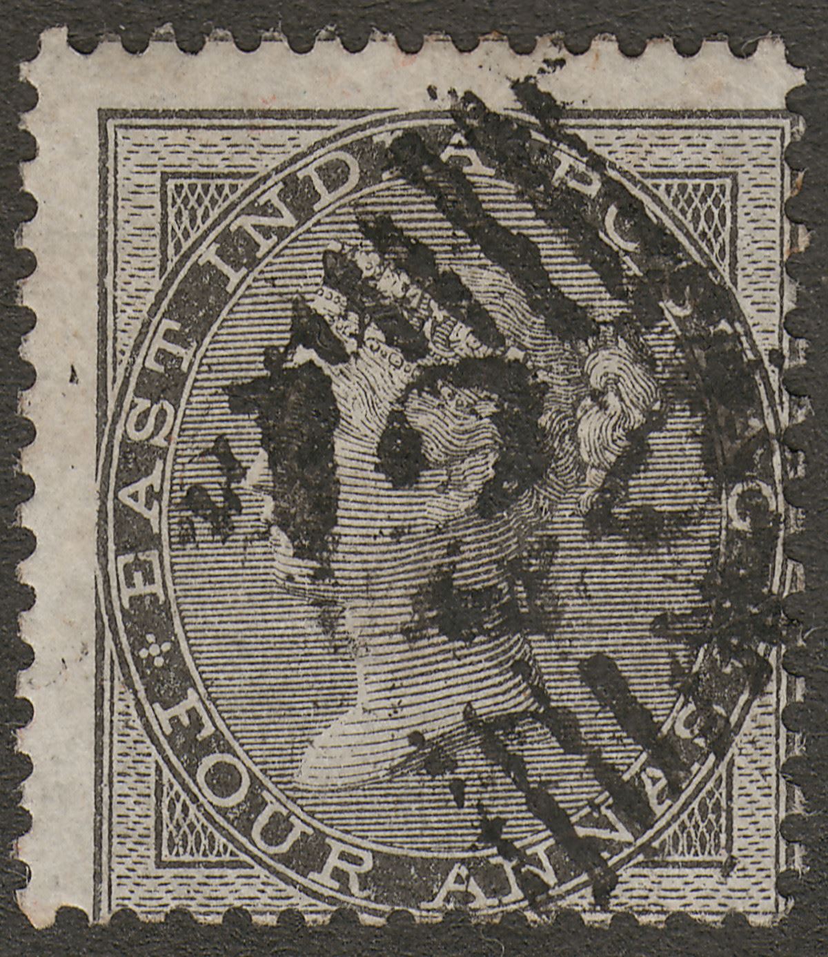 India used Aden 1856 QV 4a Black Fine Used with 124 Aden Postmark SG Z22