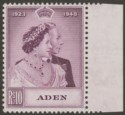 Click for more photos and details Aden 1949 KGVI Royal Silver Wedding 10r Mauve Mint SG31 cat £40 small tones