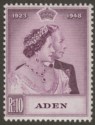 Aden 1949 KGVI Royal Silver Wedding 10r Mauve Mint SG31
