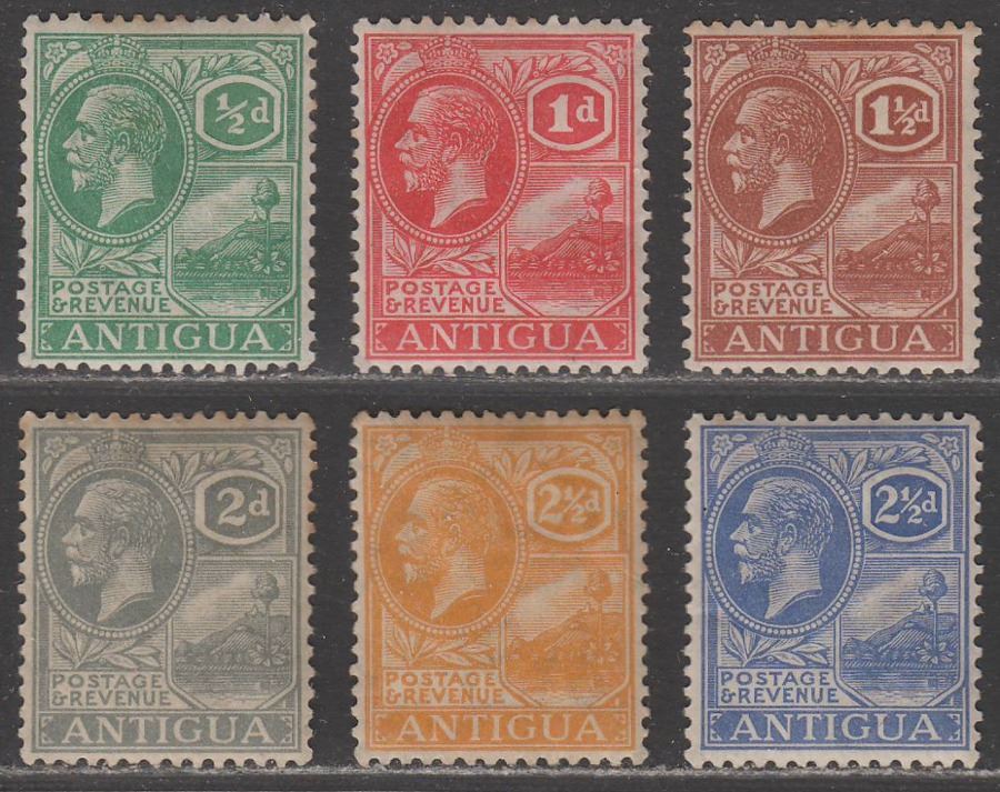 Antigua 1921-29 King George V Part Set to 2½ Mint with tone spots