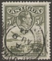 Click for more photos and details Antigua 1944 KGVI 5sh Grey-Olive Used SG107