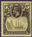 Click for more photos and details Ascension 1924 KGV Badge 4d Grey-Black and Black on Yellow Mint SG15
