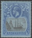 Click for more photos and details Ascension 1924 KGV Badge 2sh Grey-Black and Blue on Blue Mint SG19