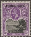 Click for more photos and details Ascension 1922 KGV Opt on St Helena 3sh Black and Violet Mint SG8