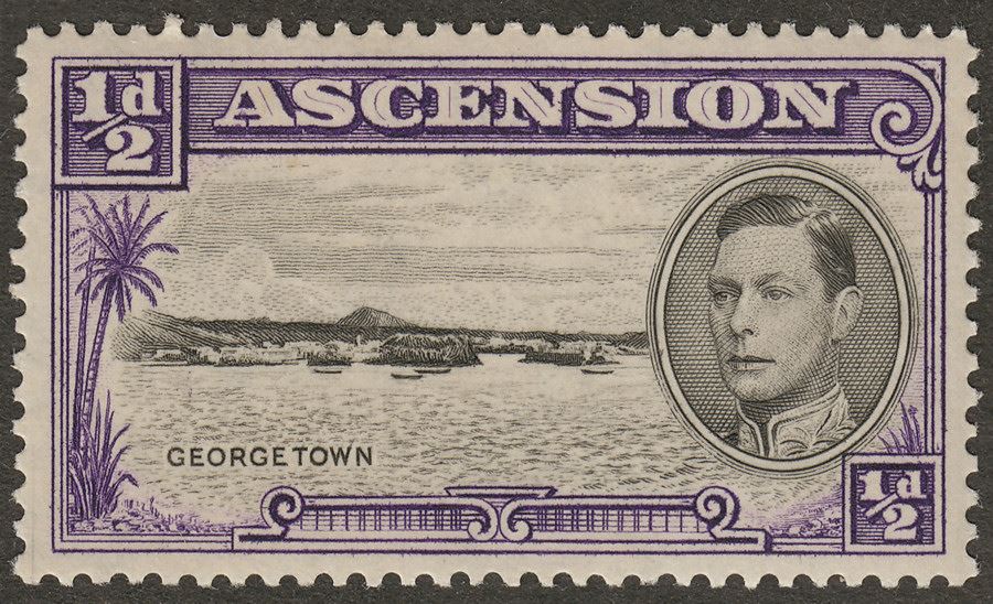 Ascension 1938 KGVI Georgetown ½d Black and Violet p13½ Mint SG38