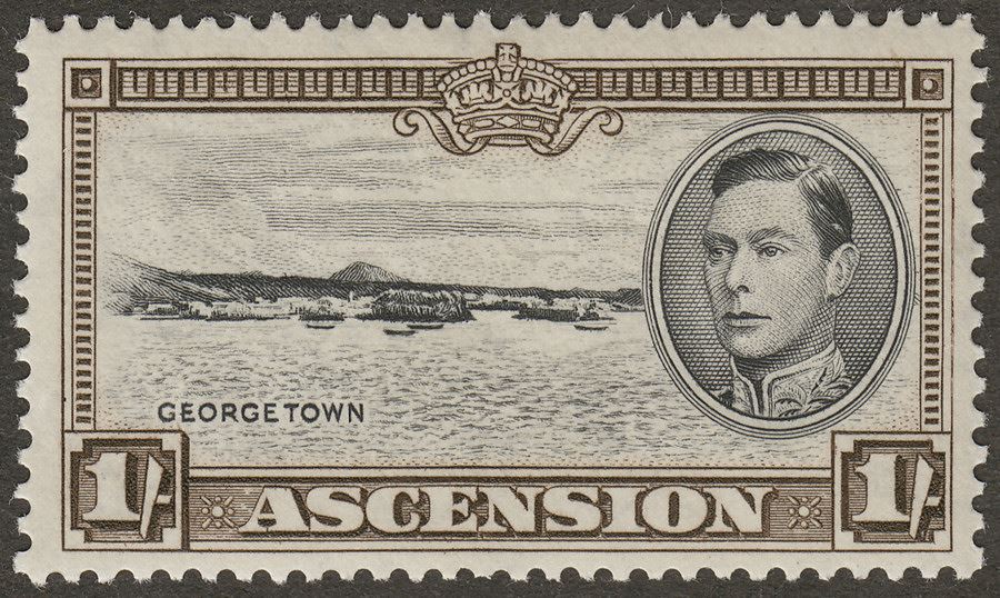 Ascension 1938 KGVI Georgetown 1sh Black and Sepia p13½ Mint SG44