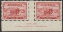 Australia 1934 Macarthur 2d Imprint perf not through margin Pair Mint SG150