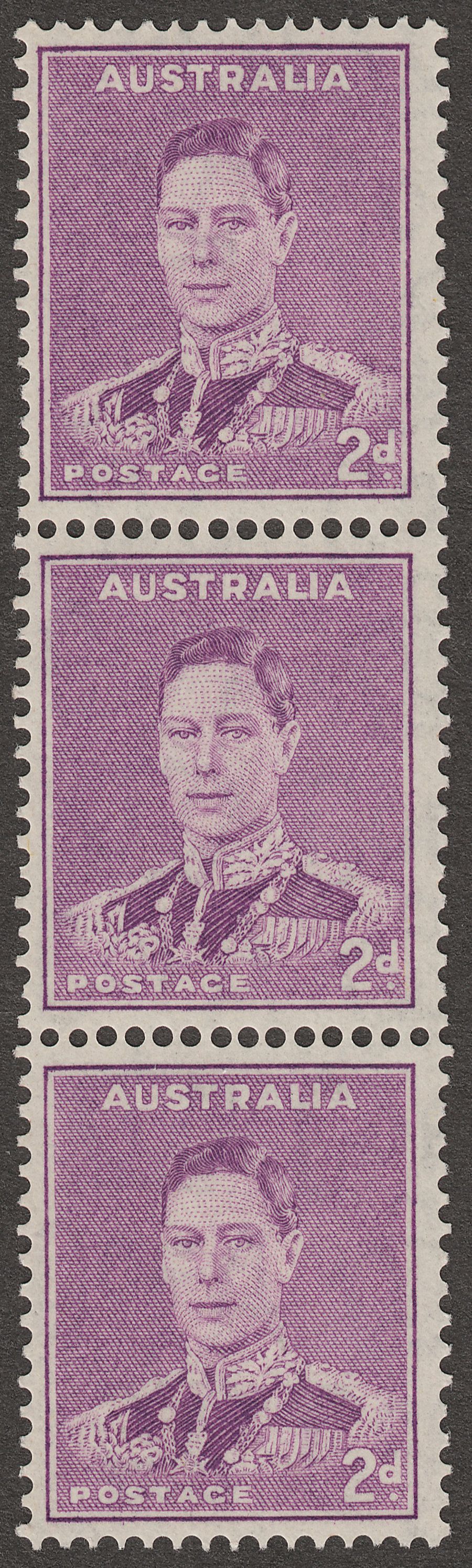 Australia 1941 KGVI 2d Purple Coil Strip Mint SG185a