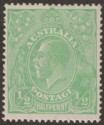 Click for more photos and details Australia 1918 KGV ½d Green Thin Fraction Mint SG48a