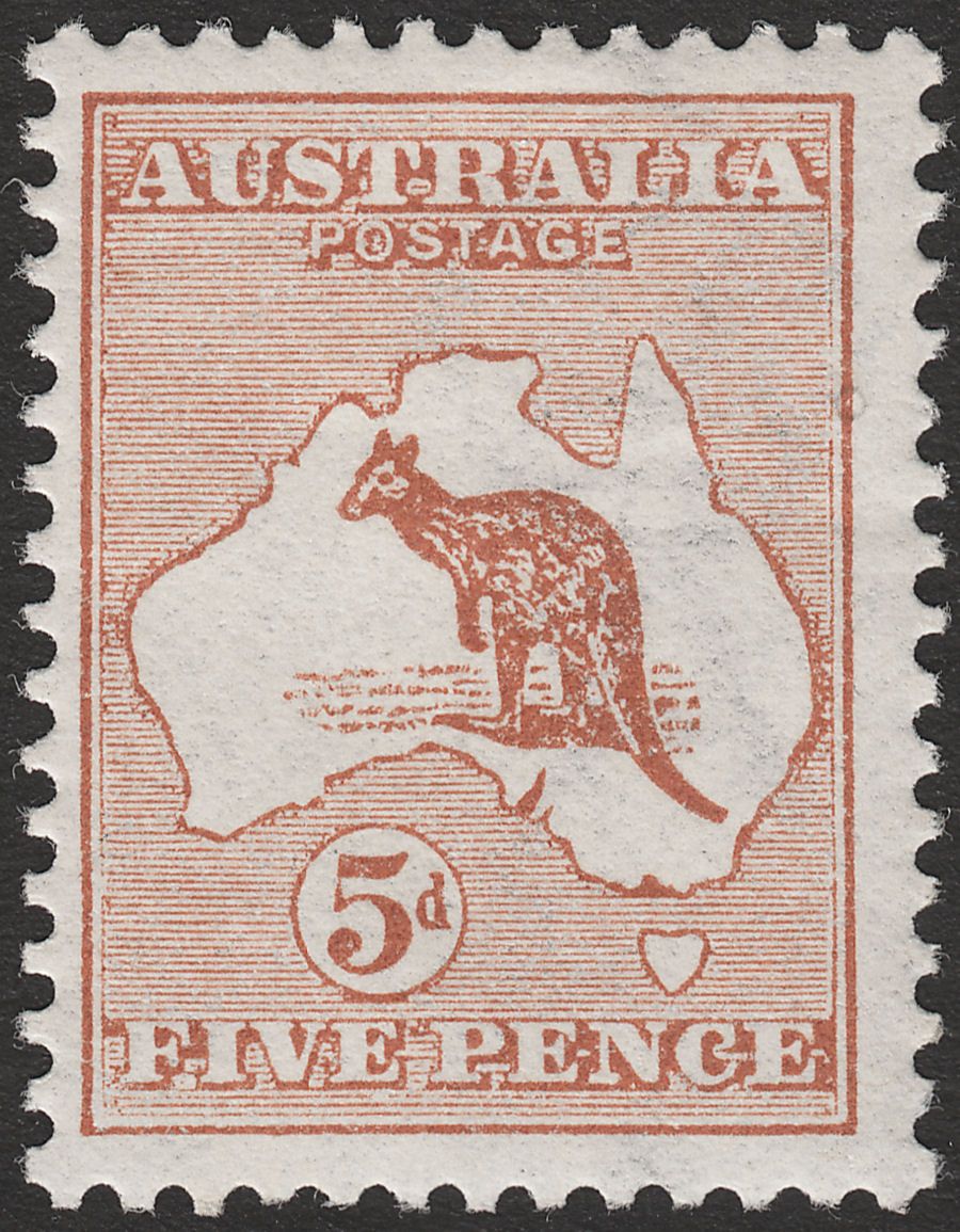 Australia 1913 KGV Roo 5d Chestnut wmk Wide Crown Mint SG8