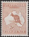Click for more photos and details Australia 1913 KGV Roo 5d Chestnut wmk Wide Crown Mint SG8