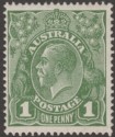 Click for more photos and details Australia 1926 KGV 1d Sage-Green p14 Mint SG86