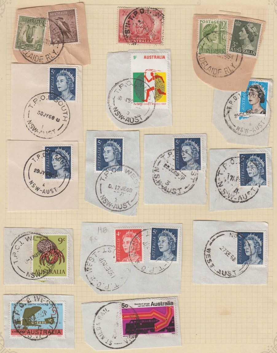 Australia 1946-70 KGVI-QEII Selection Used with various TPO Railway Postmarks