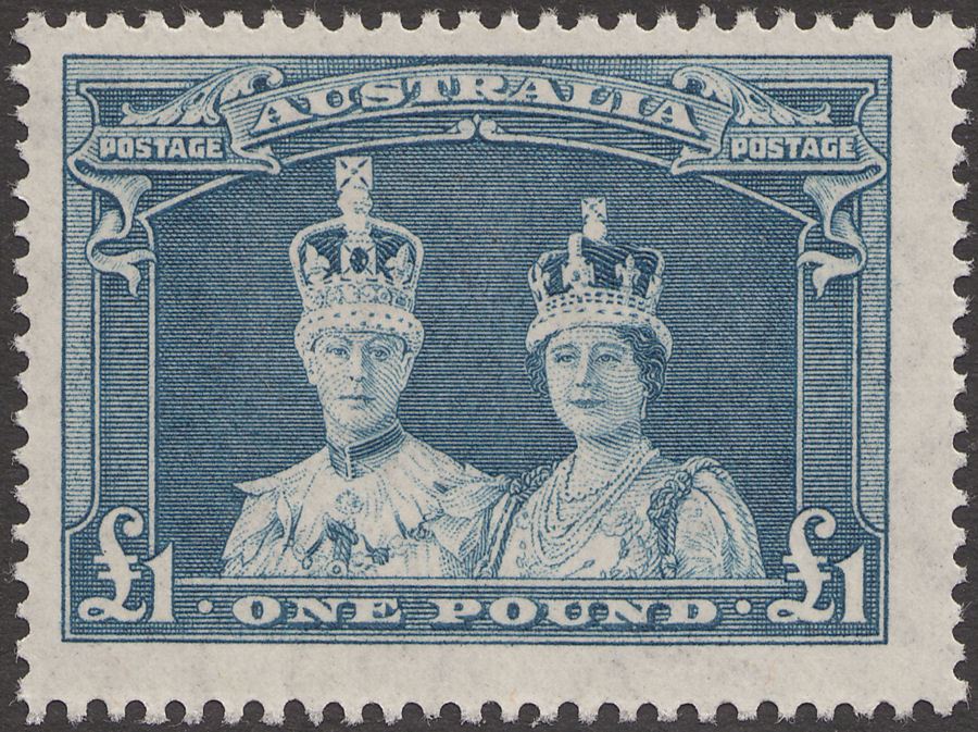 Australia 1949 KGVI Robes £1 Bluish Slate on Ordinary Paper Mint SG178a cat £70