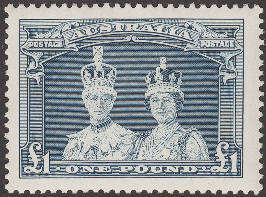 Australia 1938 KGVI Robes £1 Bluish Slate Chalky Paper Mint SG178 cat £70 UMM