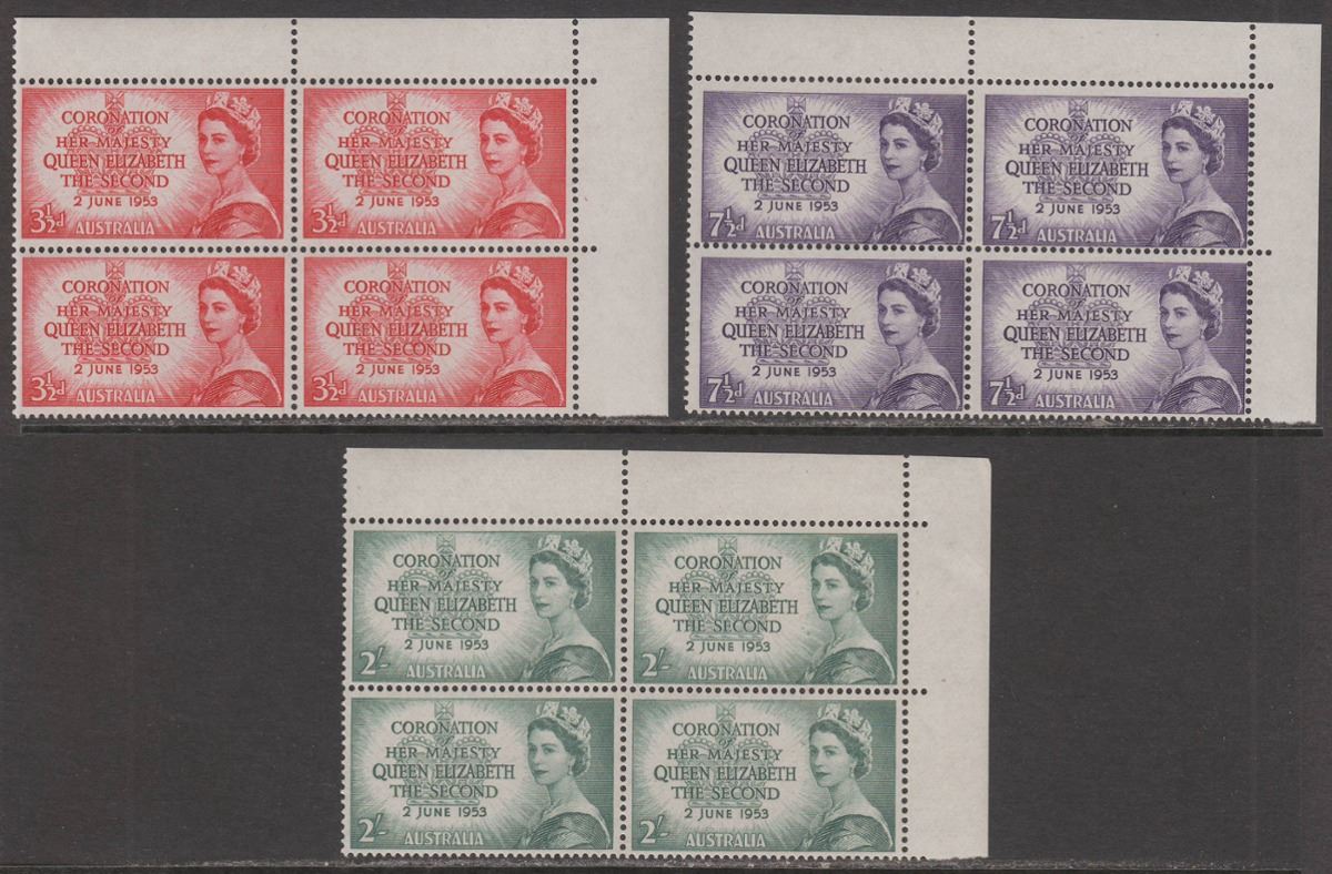 Australia 1953 QEII Coronation Block Set Mint SG264-266