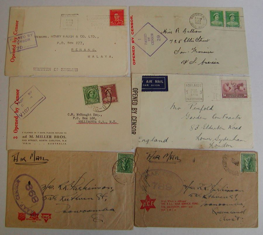 Australia 1940-46 KGVI Cover Selection Used Most with Censor Marks - 16 Covers
