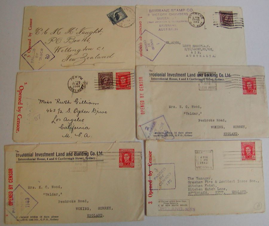 Australia 1940-46 KGVI Cover Selection Used Most with Censor Marks - 16 Covers