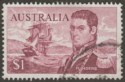 Australia 1966 QEII Flinders $1 Brown-Purple w Missing Top Left Frame Used SG401