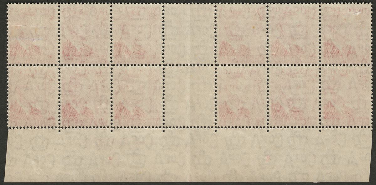Australia 1950 KGVI 2½ Scarlet Imprint Block of 12 with complete Plate 2 BW 249z