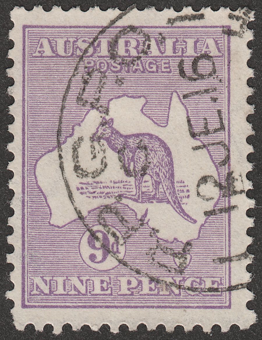 Australia 1915 KGV Roo 9d Violet wmk Pointed Crown Used SG27 cat £48