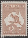 Click for more photos and details Australia 1929 KGV Roo 6d Chestnut wmk Small Multi Mint SG107