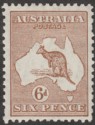 Australia 1929 KGV Roo 6d Chestnut wmk Small Multi Mint SG107