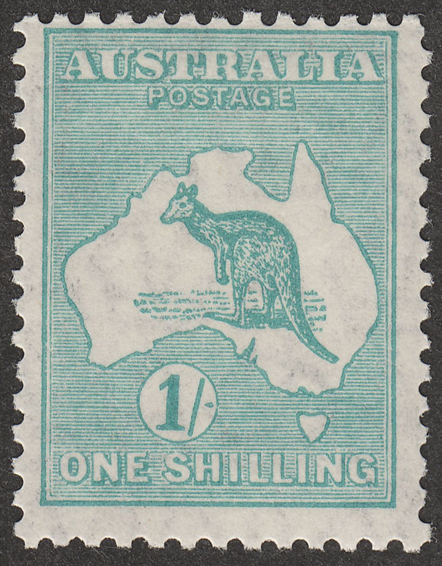 Australia 1929 KGV Roo 1sh Blue-Green wmk Small Multi Mint SG109