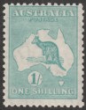 Click for more photos and details Australia 1929 KGV Roo 1sh Blue-Green wmk Small Multi Mint SG109
