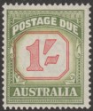 Australia 1954 QEII Postage Due 1sh Carmine and Yellow-Green Mint SG D129
