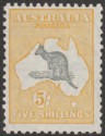 Click for more photos and details Australia 1929 KGV Roo 5sh Grey and Yellow wmk Small Multi Mint SG111