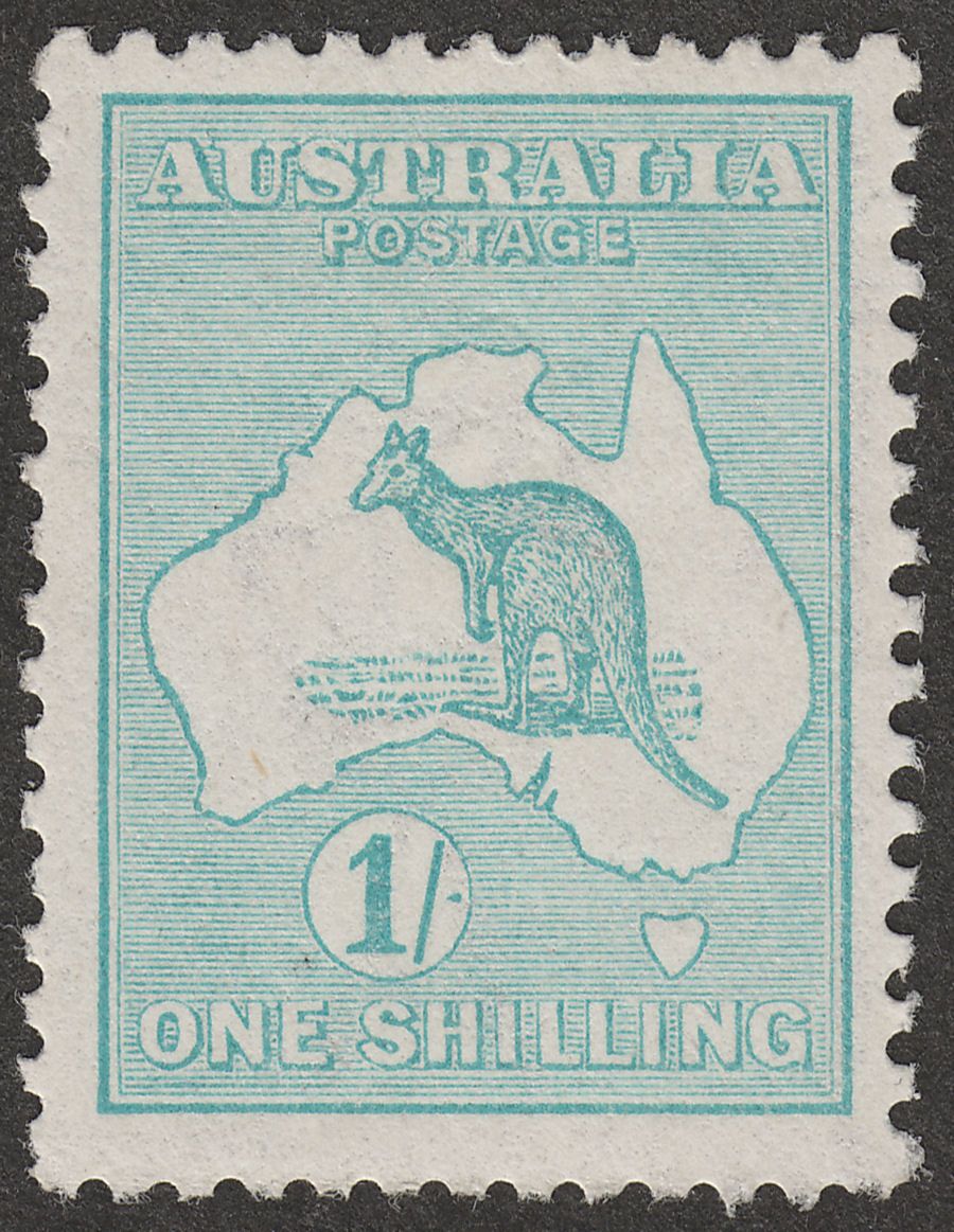 Australia 1916 KGV Roo 1sh Blue-Green Die II wmk Narrow Crown Mint SG40 cat £60