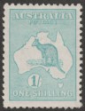 Click for more photos and details Australia 1916 KGV Roo 1sh Blue-Green Die II wmk Narrow Crown Mint SG40