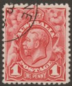 Click for more photos and details Australia 1913 KGV Engraved 1d Red w DE 3 1913 CTO Used SG17