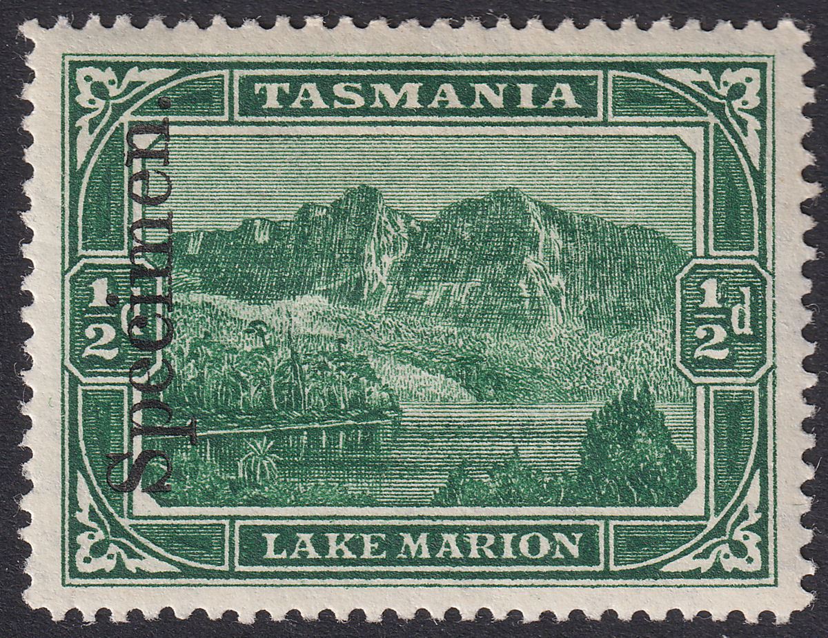 Tasmania 1900 QV Lake Marion ½d Green SPECIMEN Overprint SG229s