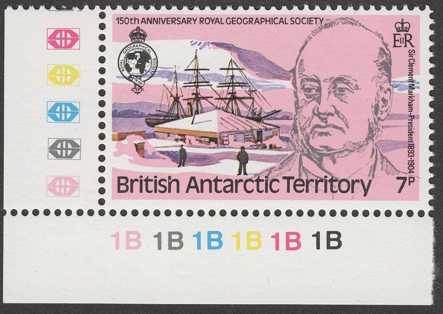 British Antarctic Territory 1980 Geographical 7p watermark Inverted SG94w