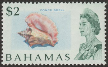 Bahamas 1967 QEII $2 Conch Shell Toned Paper SG308