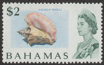 Bahamas 1971 QEII $2 Conch Shell Whiter Paper SG308a