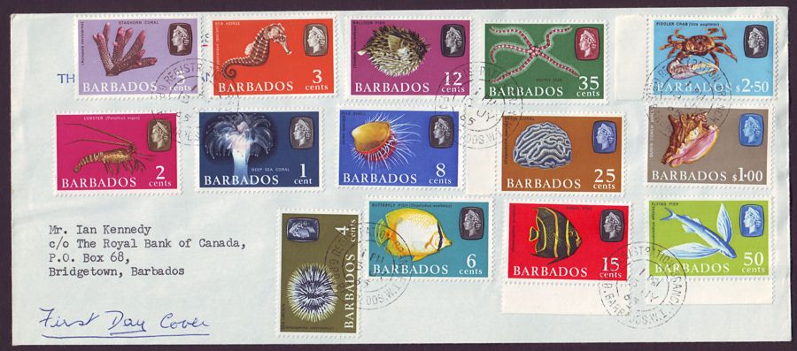 Barbados 1965 QE Marine Life First Day Cover SG322-335