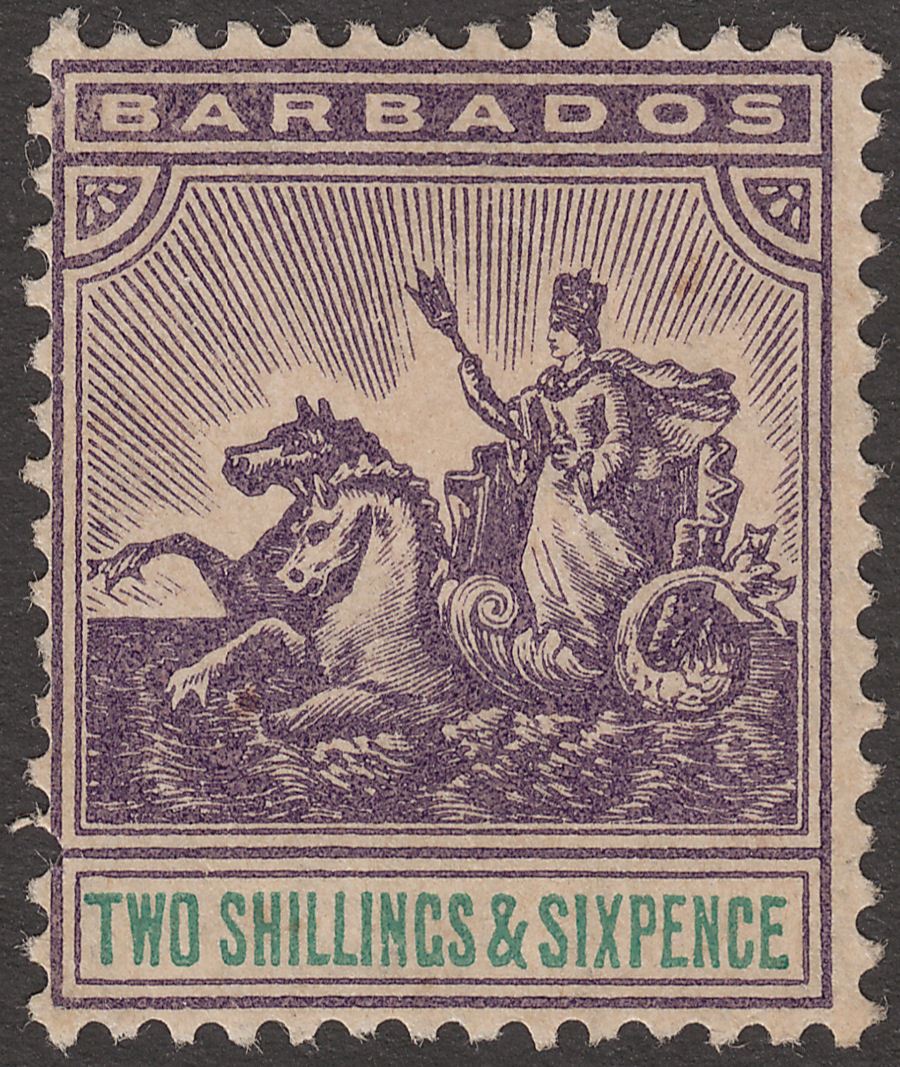 Barbados 1905 KEVII Seal of Colony 2sh6d Violet and Green Unused SG144 toned
