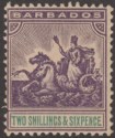Click for more photos and details Barbados 1905 KEVII Seal of Colony 2sh6d Violet and Green Unused SG144 toned