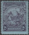 Click for more photos and details Barbados 1925 KGV 2sh Purple on Blue Mint SG238