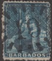 Click for more photos and details Barbados 1861 QV Britannia 1d Deep Blue Used w numeral 10 postmark St Peter flts