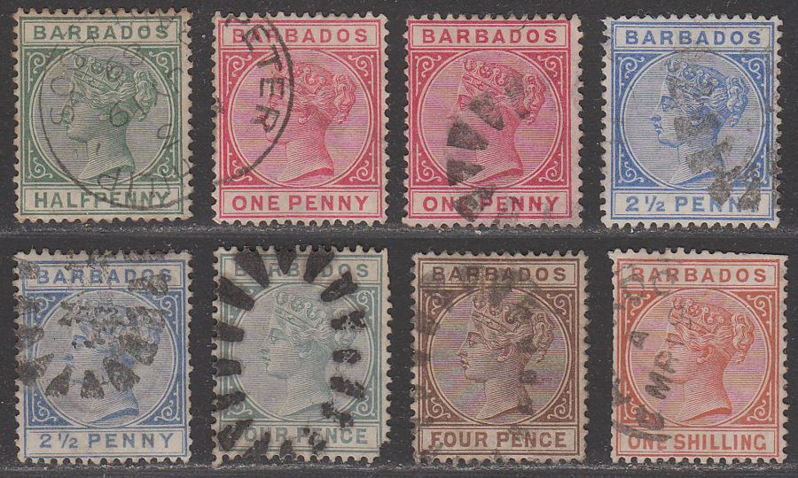Barbados 1882-86 Queen Victoria Part Set to 1sh Used