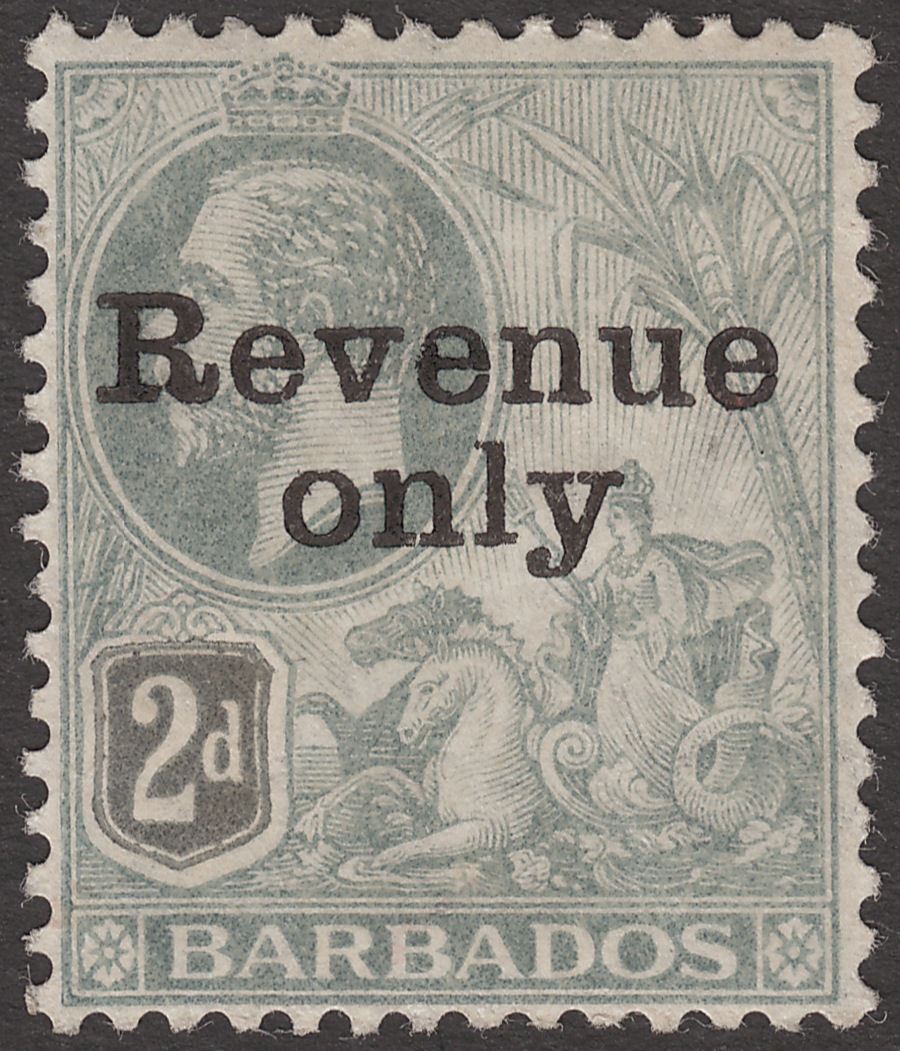 Barbados 1916 King George V Revenue 2d Grey Overprint Mint
