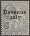 Click for more photos and details Barbados 1916 King George V Revenue 2d Grey Overprint Mint