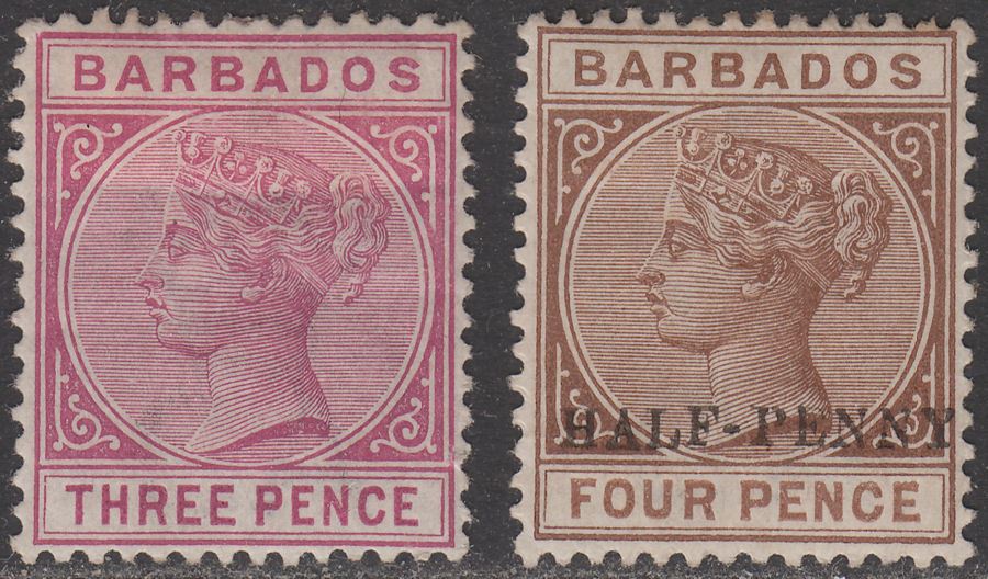 Barbados 1882-92 Queen Victoria 3d Mint, ½d surcharge on 4d Mint