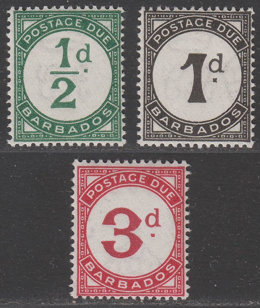 Barbados 1934-47 KGV Postage Due Set UM Mint SG D1-D3 cat £21 MNH