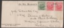 Click for more photos and details Barbados 1918 KGV Seal 1d x2, ½d Imperial Dept of Agriculture Cover Front Used